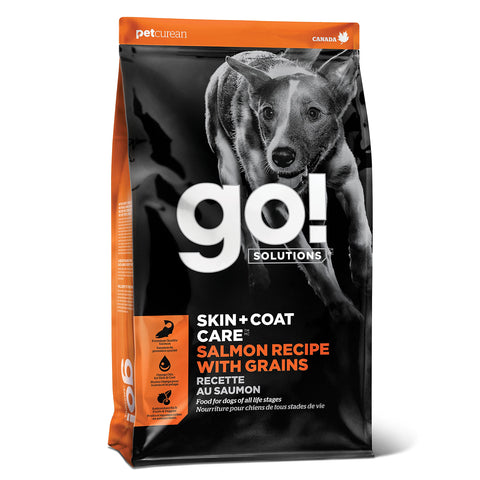 GO! SOLUTIONS Skin + Coat Care - Dry Dog Food, 12 lb - Salmon Recipe with Grains for All Life Stages - Complete + Balanced Nutrition for Dogs