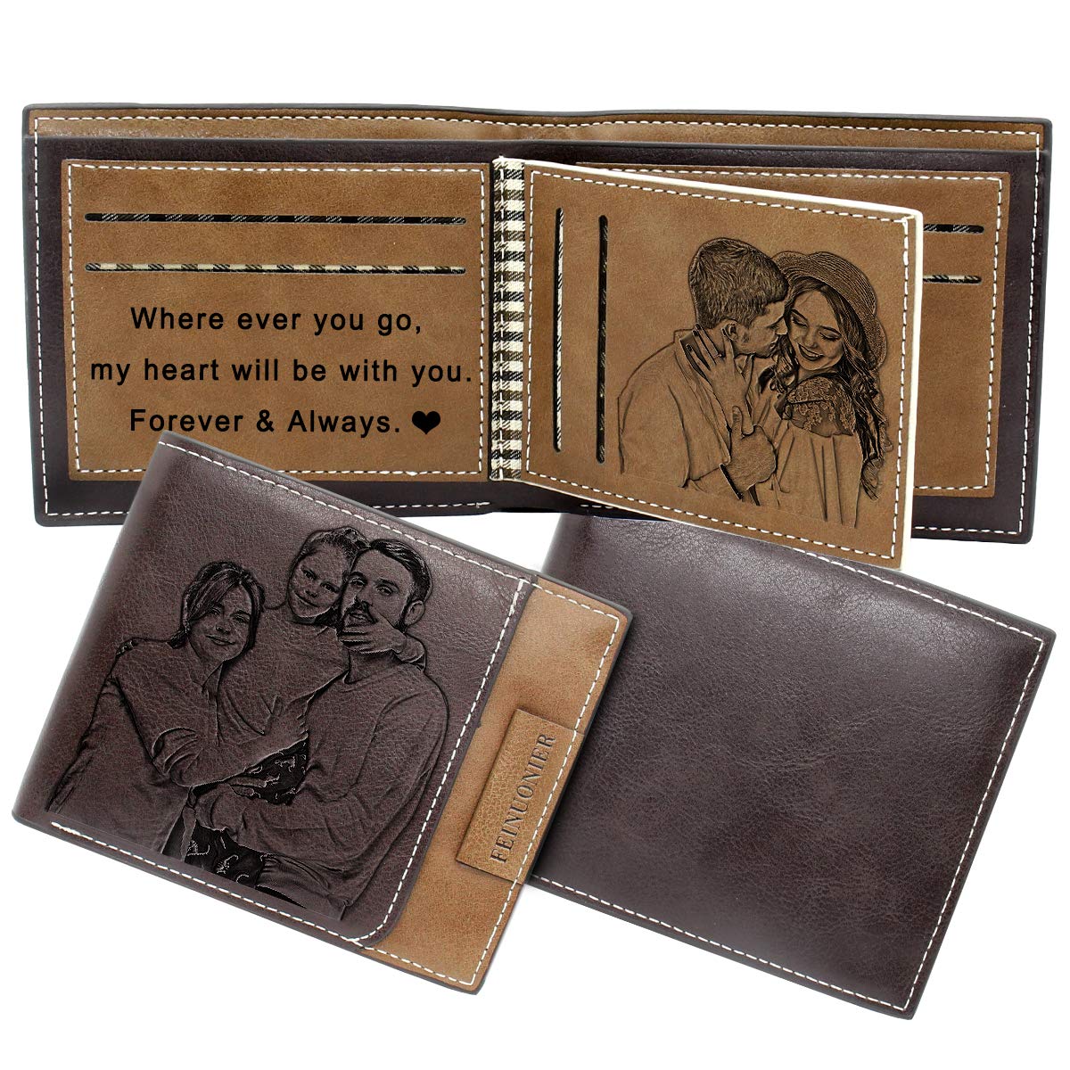 Custom Wallets Personalised Engraved Photo Leather Wallet Gifts for Men Fathers Day