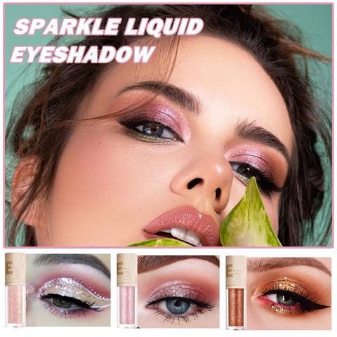 ZHISHUDL 3Pcs Glitter Eyeshadow Liquid Glitter Eyeshadow,Long Lasting Waterproof High Pigmented Shimmer Sparkling Glitter Eye Shadow,Shiny Eye Glitter Makeup