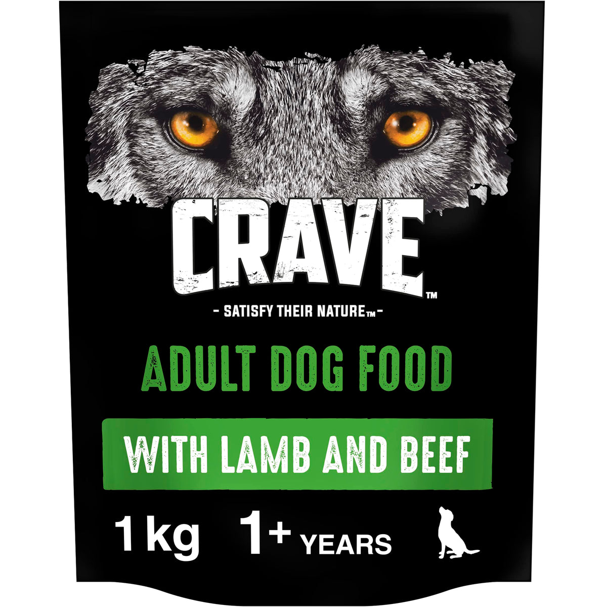 Crave Dry Dog Food with Lamb and Beef - High Protein and Grain-Free - 1 kg (Pack of 4)