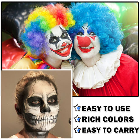 CAHIUYOA 3PCS Clown Makeup Cream Black White Red Eye Black Stick Face Body Paint Stick,Professional Joker Zombie Vampire Skeleton SFX Cosplay Halloween Makeup