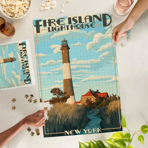 Captree Island, New York, Fire Island Lighthouses (1000 Piece Puzzle, Challenging Jigsaw Puzzle for Adults, Made in USA)