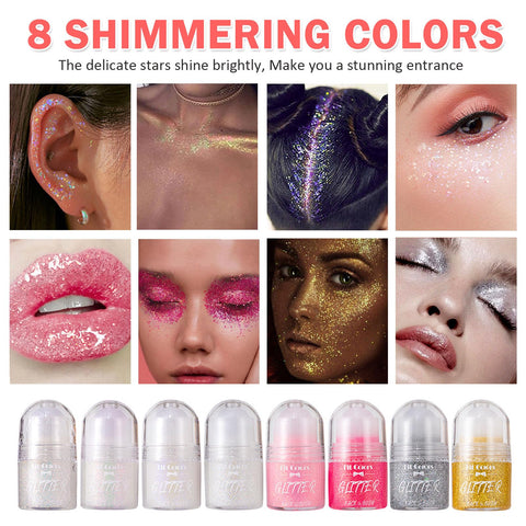 Roll-on Body Glitter Gel, Mardi Gras Mermaid Sequins Holographic Face Glitter Paint? Hair Glitter Gel Festival Accessories,Rave Party &Halloween Body Glitter Makeup for Women (#04)