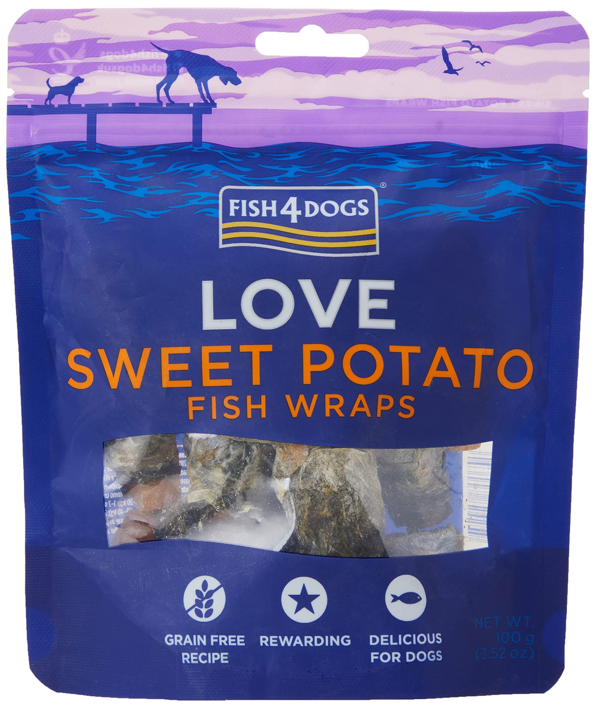 Fish4Dogs Love Sweet Potato Wraps, Fish, 0.1 kg