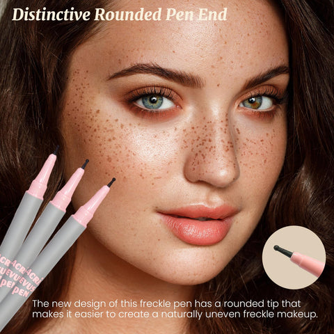 DAGEDA 3PCS Freckle Pen Set, Natural Realistic Freckle Makeup Pen, Long Lasting Waterproof Fake Freckles Spot Pen, Quick-dry Soft Freckle Stamp with Unique Small Round Head Design