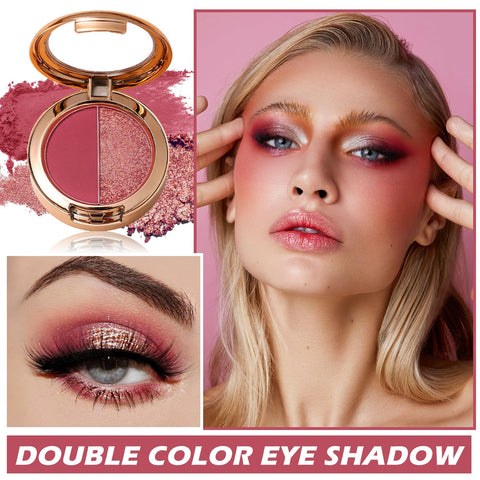 ZHISHUDL Double Color Eyeshadow Palette Matte Glitter Eyeshadow Makeup Palette High Pigment Eye Shadow Powder Soft Shimmer Eye Makeup - 02 Plum red