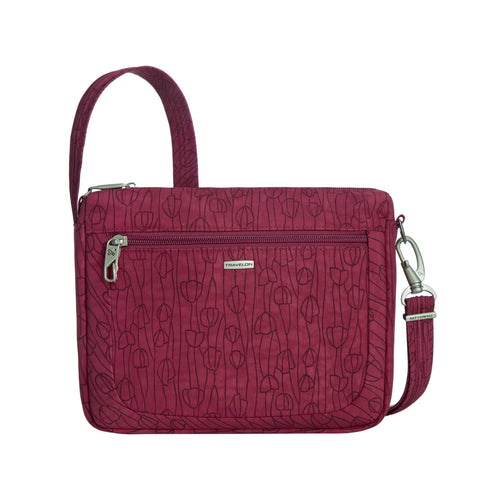 Travelon Anti-Theft Classic Small East/West Crossbody, Berry Tulip