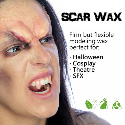 CCbeauty Professional Scar Wax(2.64 OZ),Fake Wounds Modeling Special Effects Makeup Kit,SFX Makeup Kit For Blood Trauma Fake Scar Nose Cut,Double-Ended Spatula Tool For Halloween Cosplay Costume Stage