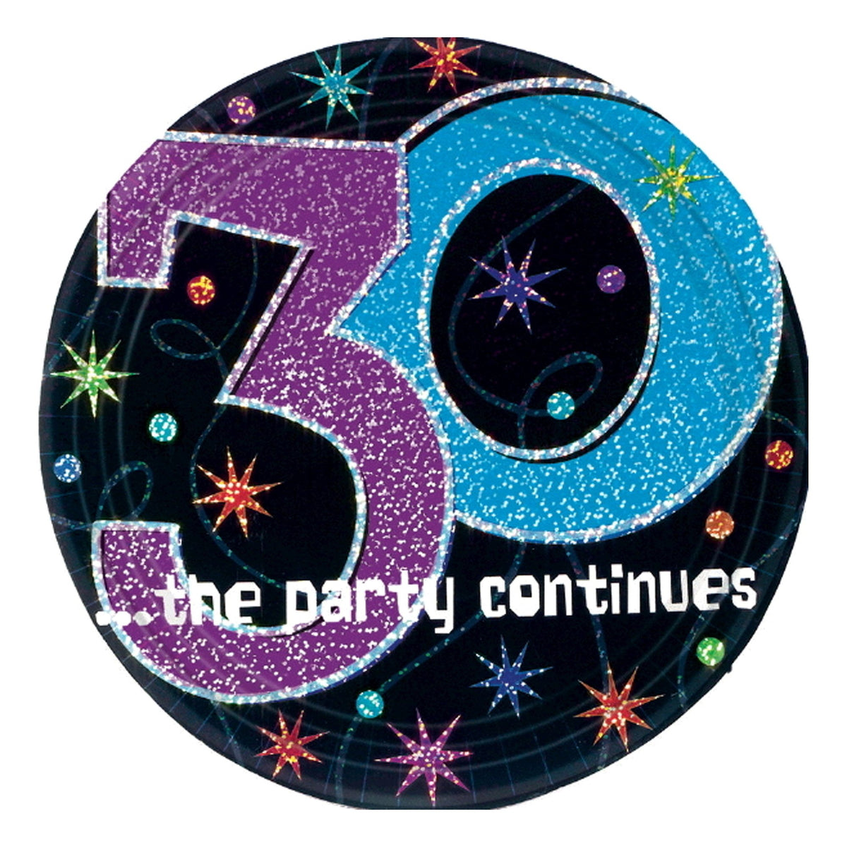 "30 ...the party continues" 7" Prismatic Plates, Party Favor