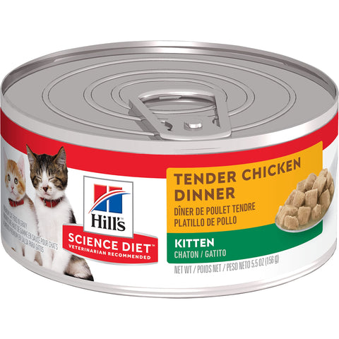 Hill's Science Diet Wet Cat Food, Kitten, Tender Chicken Dinner, 5.5 oz. Cans, (Pack of 24)