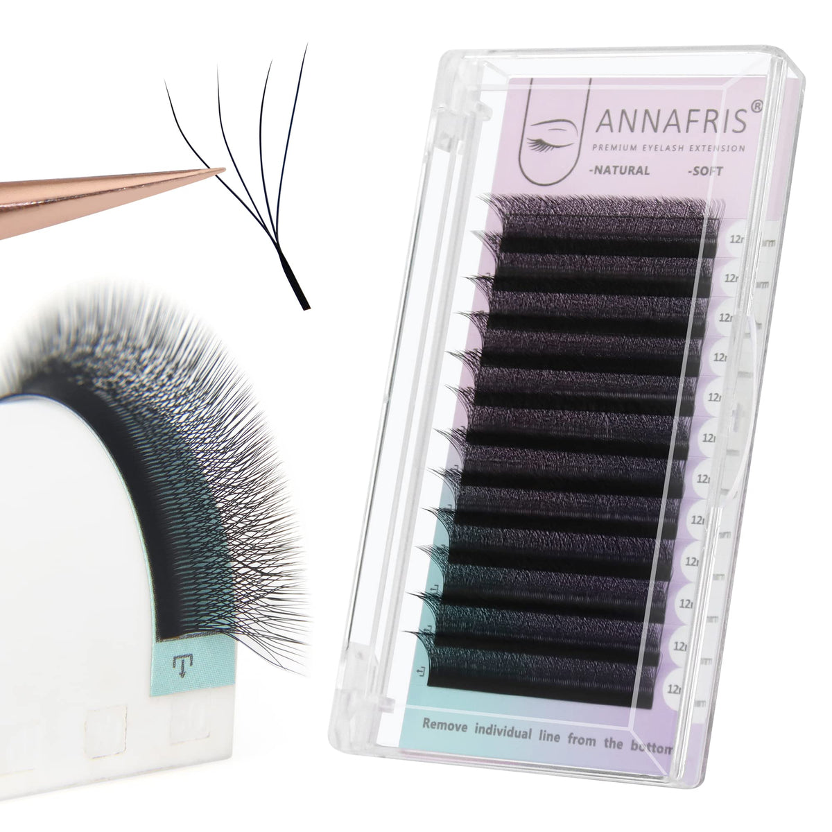 ANNAFRIS 4D Premade Fan W Shape Eyelash Extensions 0.07 D Curl 8-15mm Mix Volume Self Fanning False Lashes Makeup Supplies Professional Use Lash Extension(0.07 D, 8-15mm Mix)