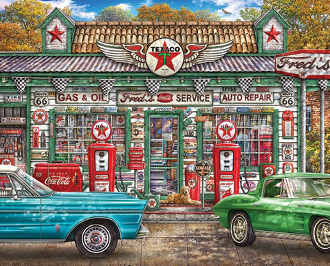 Springbok's 1000 Piece Jigsaw Puzzle Fred's Service Station - Made in USA