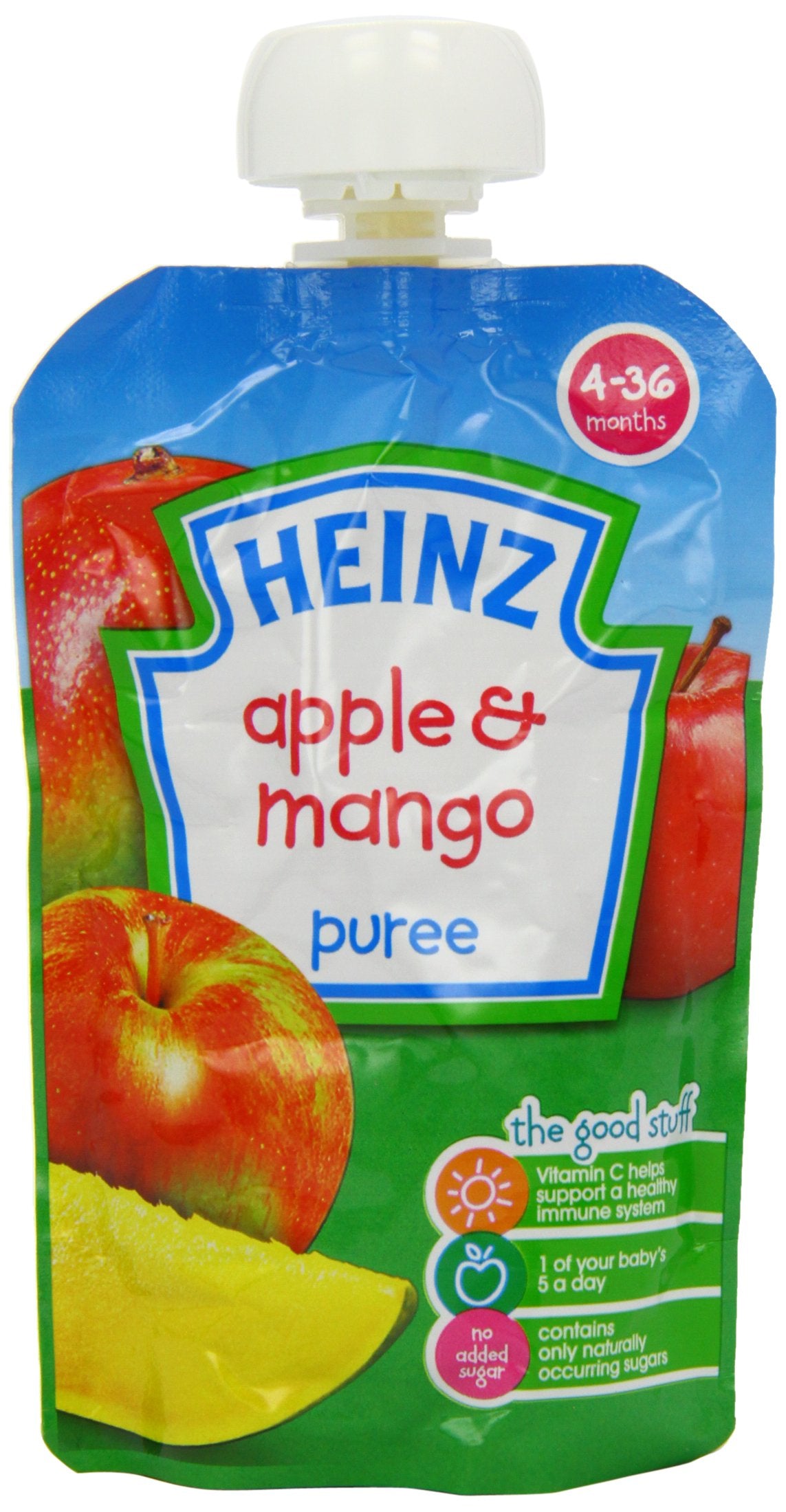 Heinz Apple and Mango Fruit Pouch, 4 months+, 6 X 100 g