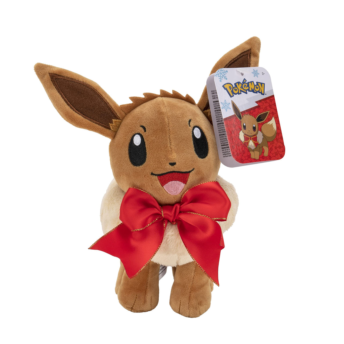 Pokèmon PKW0200 Holiday BOW-8-Inch Eevee Plush with Unique Accessory, Multi