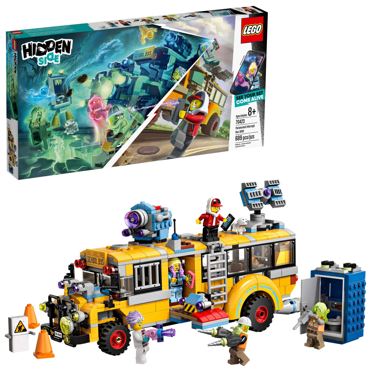 LEGO Hidden Side Paranormal Intercept Bus 3000 70423 Augmented Reality (AR) Building Kit with Toy Bus, Toy App allows for endless Creative Play with Ghost Toys and Vehicle (689 Pieces)