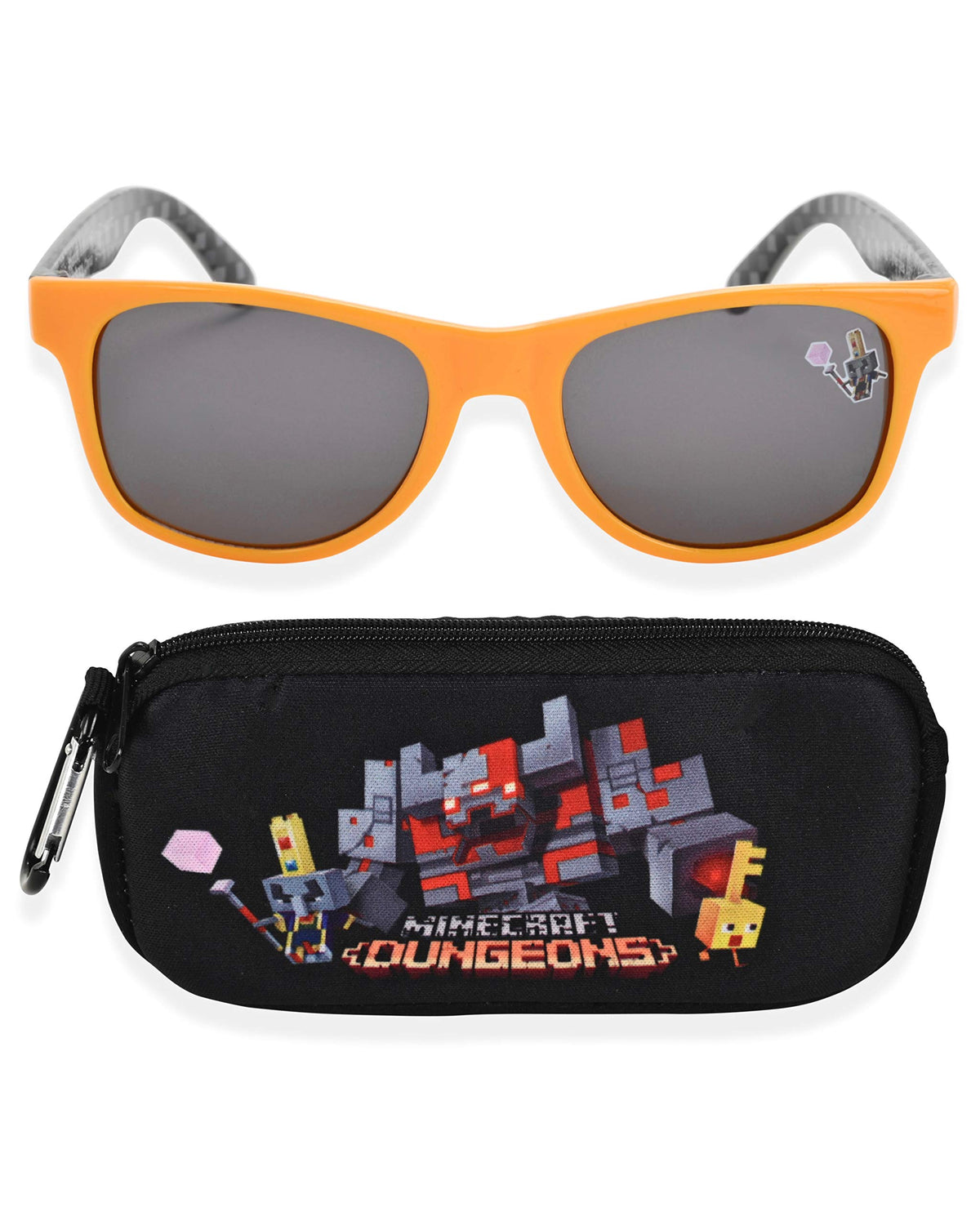 Minecraft Kids Sunglasses with Kids Glasses Case, Protective Toddler Sunglasses (Orange)