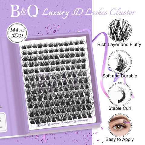 ??&?? Lash Clusters 144 PCS Individual Lashes 3D Effect Eyelash Clusters Fluffy Cluster Eyelash Extensions Wispy Eyelashes Natural Look With Long Lasting Curl Cluster Lashes (3D01,10-18mm)