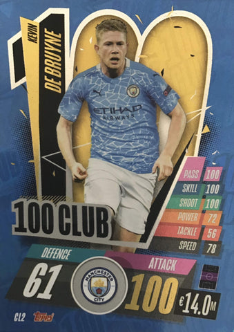 Topps Match Attax CHAMPIONS LEAGUE 20/21 HUNDRED CLUB KEVIN DE BRUYNE MANCHESTER CITY