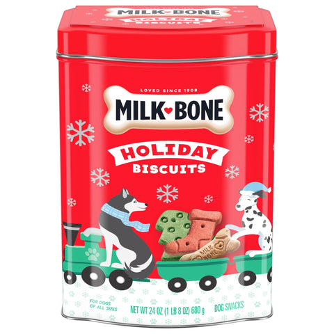 Milk-Bone Limited Edition Holiday Dog Treats, Small Biscuits, 24 Ounce Reusable Tin