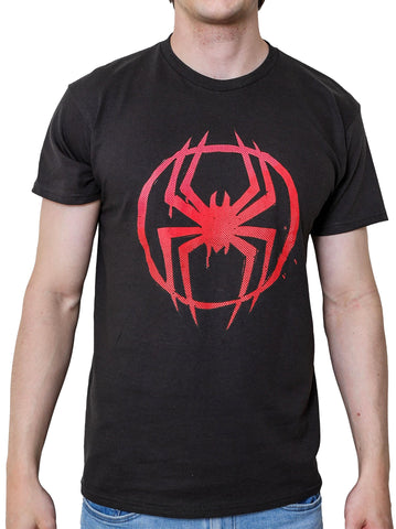 Marvel Spider-Man Miles Morales Icon Logo Spiderverse Adult T-Shirt(LG, Black)