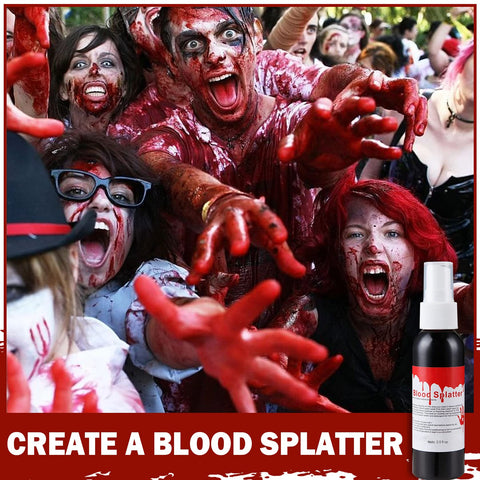 CAHIUYOA Fake Blood Makeup Spray,Fake Blood Special Effects Makeup,Halloween SFX Makeup,Blood Splatter for Zombie Monster Vampire Clown Cosplay Makeup 2.1Oz(60ml)