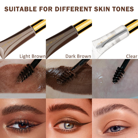 DAGEDA 4Pcs Eyebrow Gel Kit, Clear Brow Gel & Brown Brow Pencil & Eyebrow Razor, Waterproof Clear Eyebrow Styling Gel Long-lasting Light Brown Eyebrow Glue for Brow Makeup Set ?Color B?