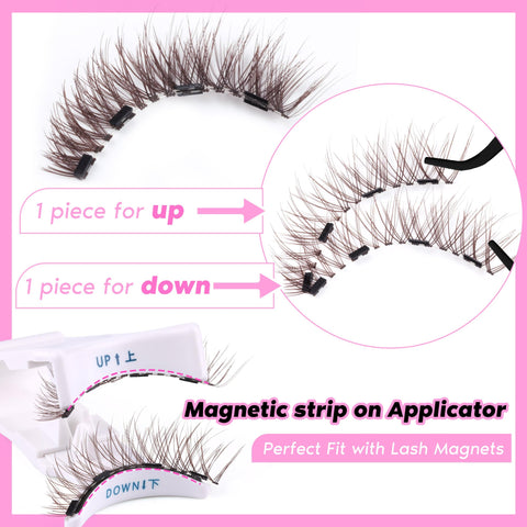 Brown Magnetic Eyelashes Natural Look Magnetic Lashes with Applicator Wispy Cat Eye Lashes 4 Magnets No Glue Magnetic Eyelashes without Eyeliner by Ruairie