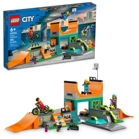 LEGO City Street Skate Park Building Toy Set, Includes a Skateboard, BMX Bike, Scooter and in-line Skates, Plus 4 Minifigures for Pretend Play, Fun Gift for Kids and Skating Fans, 60364