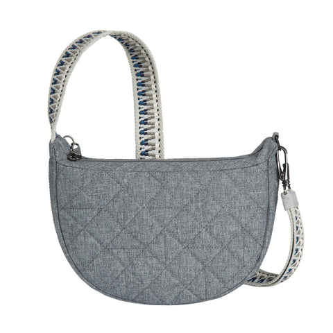 Travelon Boho Anti-Theft Crescent Crossbody, Gray Heather