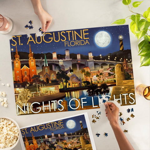 St. Augustine, Florida, Nights of Lights, Night Scene (1000 Piece Puzzle, Challenging Jigsaw Puzzle for Adults, Made in USA)