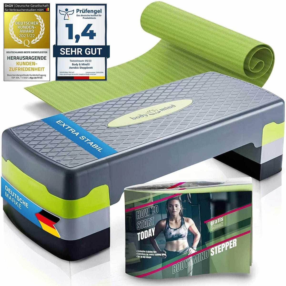 Body&MindÃƒÆ’Ã†â€™Ãƒâ€ Ã¢â‚¬â„¢ÃƒÆ’Ã‚Â¢ÃƒÂ¢Ã¢â‚¬Å¡Ã‚Â¬Ãƒâ€¦Ã‚Â¡ÃƒÆ’Ã†â€™ÃƒÂ¢Ã¢â€šÂ¬Ã…Â¡ÃƒÆ’Ã¢â‚¬Å¡Ãƒâ€šÃ‚Â® Aerobic stepping board Elite 3-step stepper step bench with free non-slip mat & exclusive training e-book