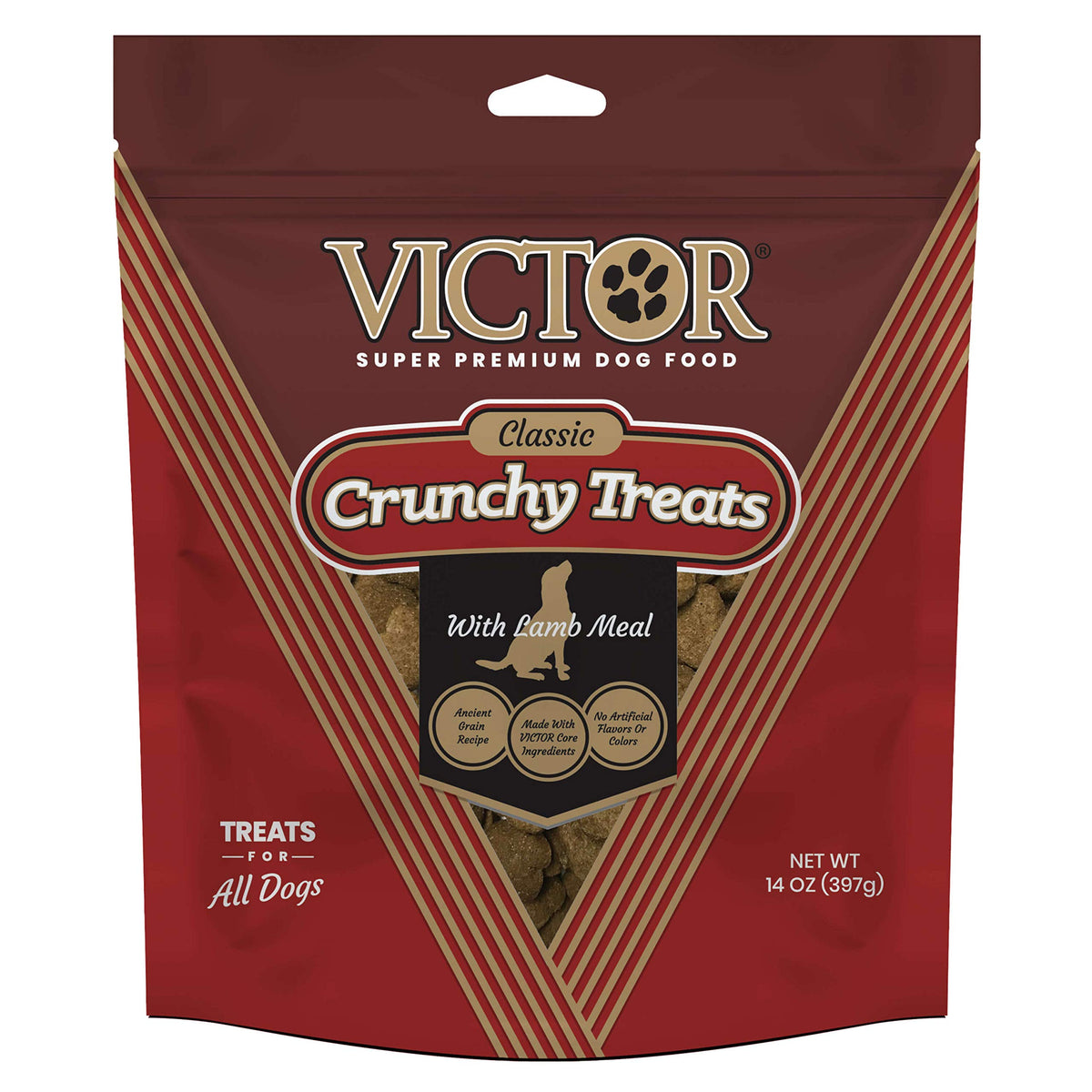 Victor Super Premium Dog Food - Classic Crunchy Dog Treats with Lamb Meal - Gluten-Free Treats for Small, Medium and Large Breed Dogs, 14oz