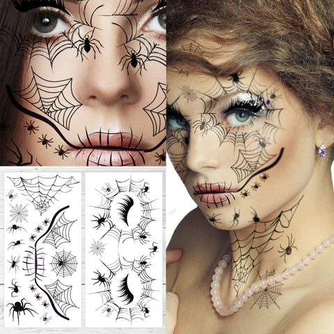 Supperb Halloween Face Tattoo Spider Temporary Face Tattoo Kit (Pack of 2)