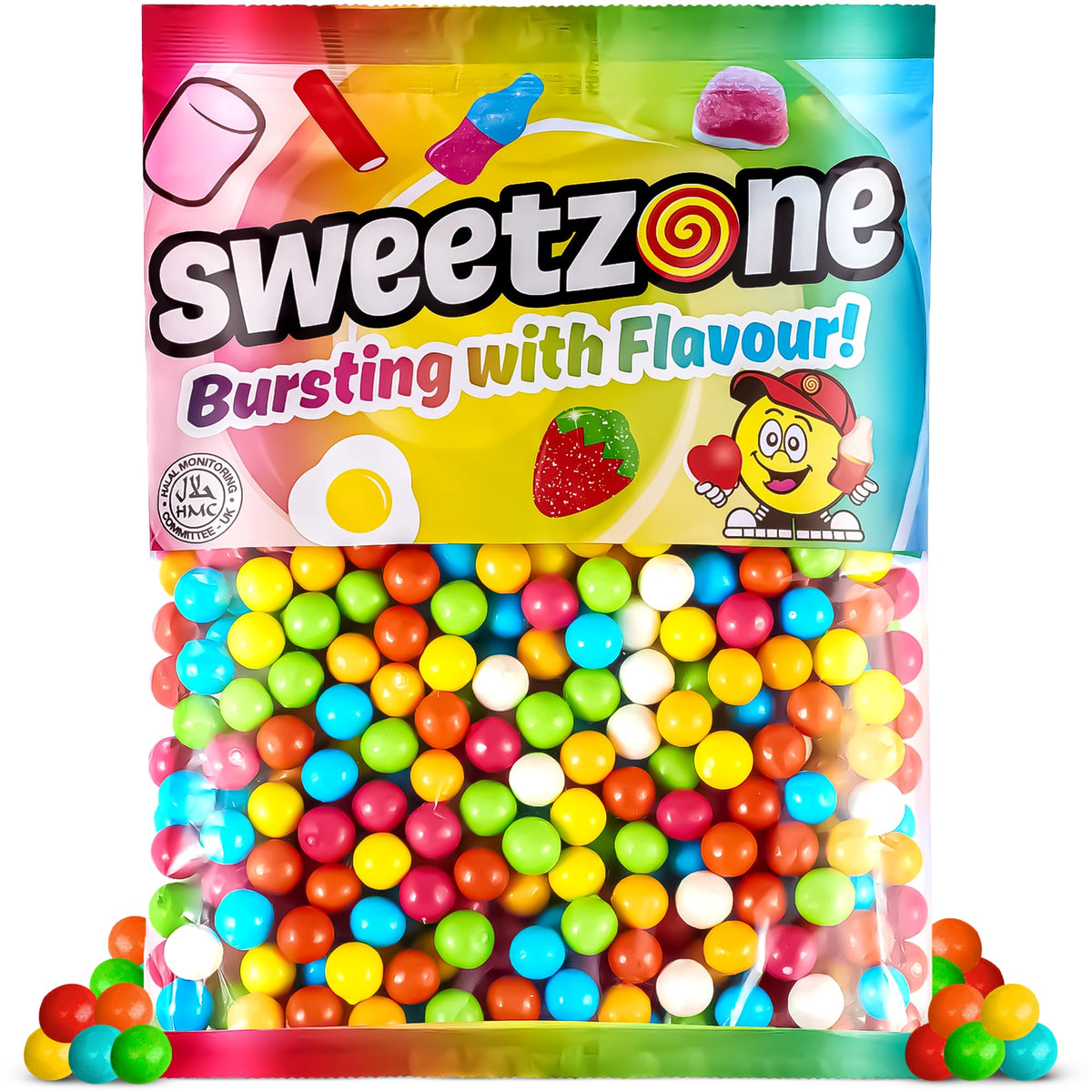 Sweetzone Bubblegum Balls Bags 1kg | 100% Halal Sweets | Bursting Multicoloured Bubble Gum Balls