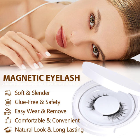 Manga Magnetic Eyelashes without Eyeliner Magnetic Lashes Natural Look Reusable Magnetic Eyelashes Kit with Applicator, Wispy False Eyelashes No Glue or Liner Needed (1 PAIR)