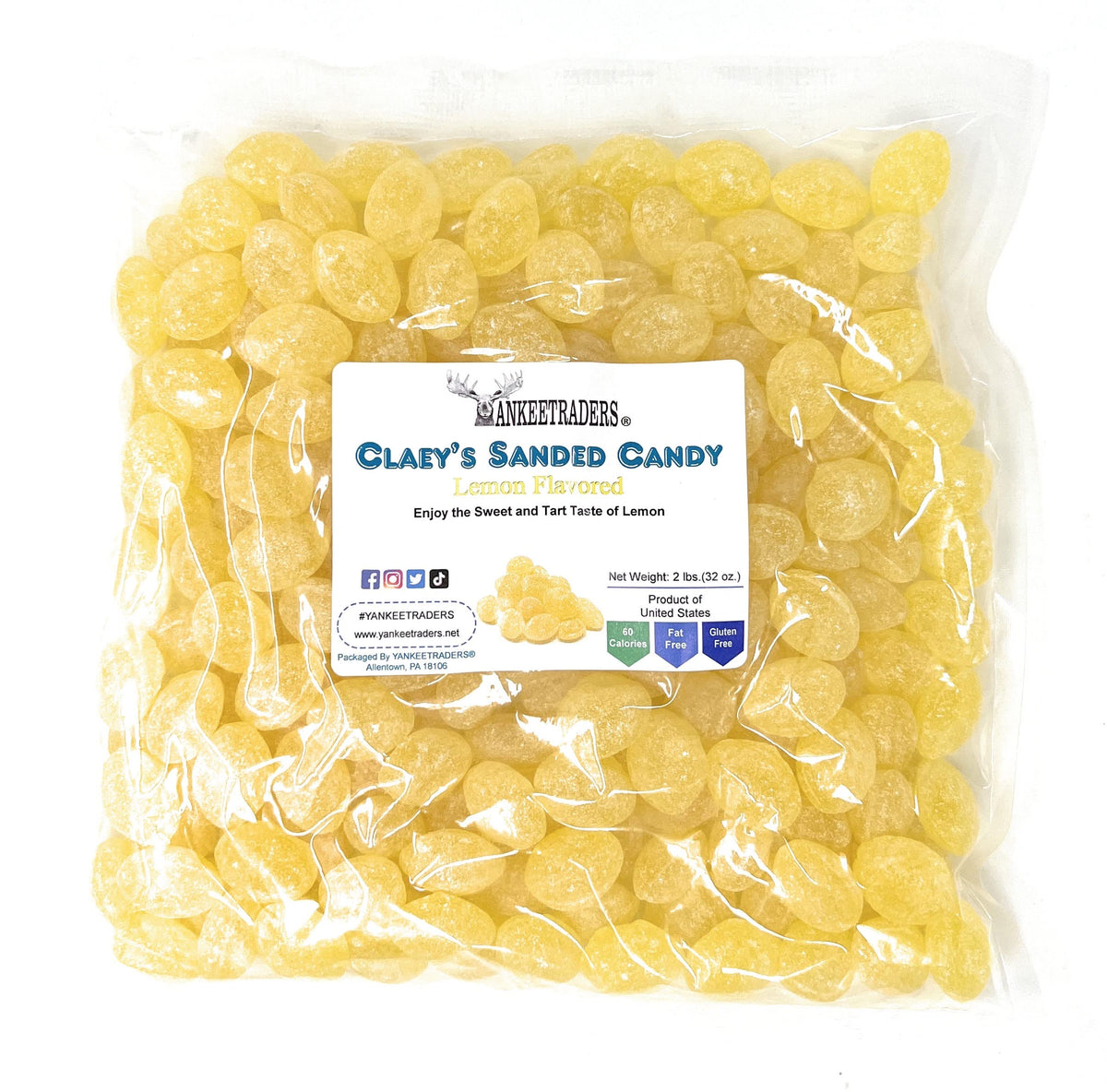 Claeys Lemon Sanded Candy Drops, 2 Pound