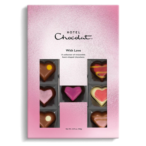 Hotel Chocolat - With Love H-Box - 14 Milk, White and Dark Filled Chocolates - Valentine's Day Chocolate Gifts