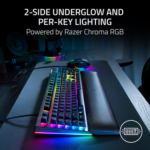 Razer BlackWidow V4 Mechanical Gaming Keyboard: Green Switches Tactile & Clicky - Chroma RGB - 6 Dedicated Macro Keys - Magnetic Wrist Rest - Doubleshot ABS Keycaps - Multi-Function Roller &Media Keys