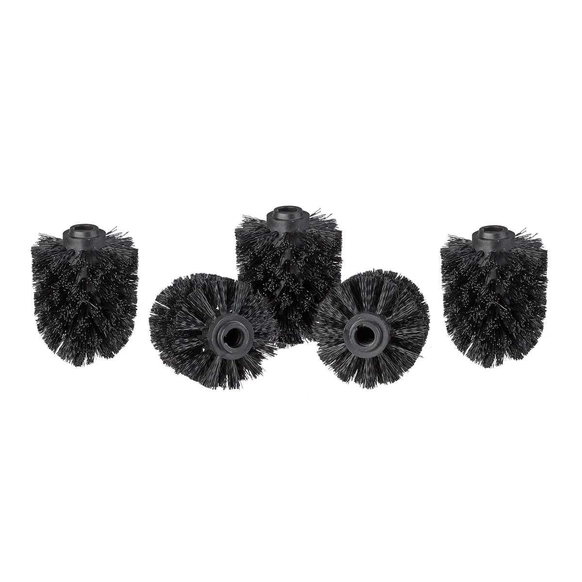 Relaxdays Toilet brush head set of 5, loose toilet brushes with thread 12 mm, replacement brush head diameter 8 cm, black, 8 x 8 x 9 cm