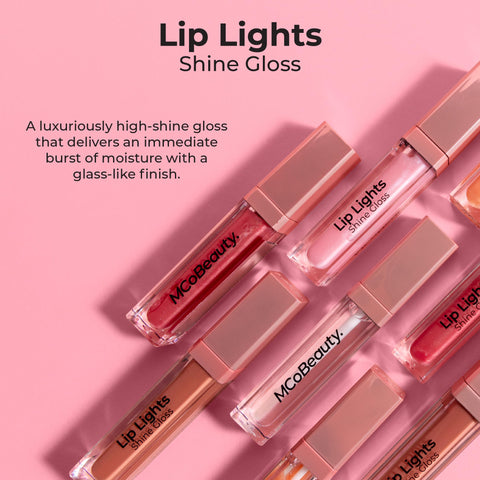 MCoBeauty LipLights Shine Gloss, Clear, Gloss for Irresistible Lips, Vegan, Cruelty Free Cosmetics