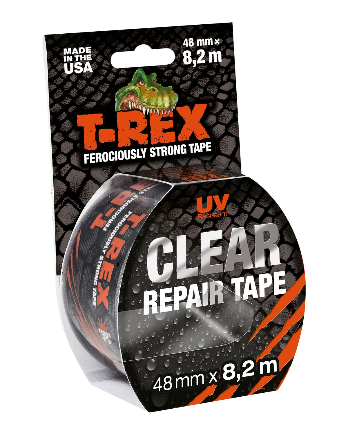 T-Rex Clear 820-48 Adhesive Tape, Transparent Weatherproof Tape for Invisible Fixing/Repairing, 8.2 m x 48 mm