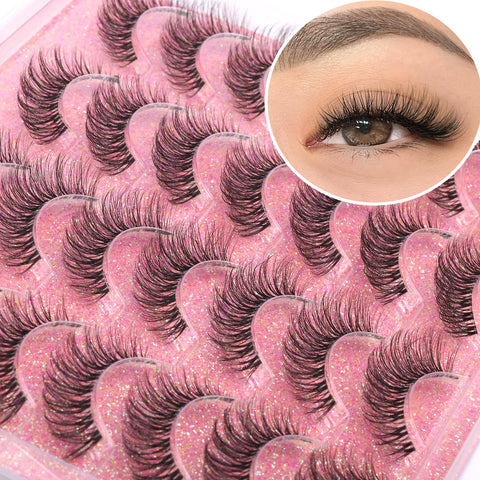 14mm Lashes Natural Look Wispy Eyelashes Fluffy Faux Mink Lashes Clear Band Short Natural False Lashes Cat Eye Daily Soft Strip Lashes Pack by Kiromiro