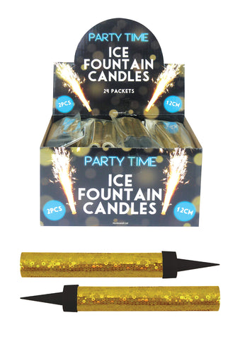 Henbrandt 24 x GOLD Ice Sparkling Fountain Candles (Packs of 2) - 48 Total