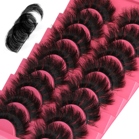 Eyelashes Fluffy Mink Lashes Dramatic Full Volume False Eyelashes 6D Faux Mink Eye Lash 18mm Long Lashes Pack 8 Pairs by Winifred