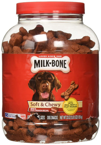 Milk Bone Soft & Chewy Dog Snacks (Beef & Filet Mignon Recipe) 37Oz