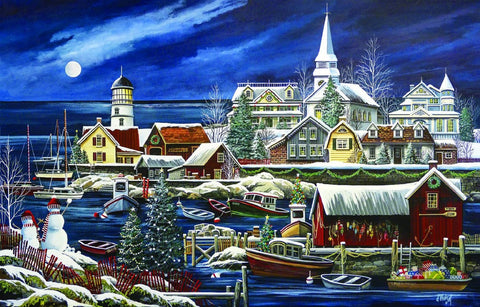 SUNSOUT INC - Winter Harbor - 1000 pc Jigsaw Puzzle by Artist: Debbi Wetzel - Finished Size 19" x 30" - MPN# 51182