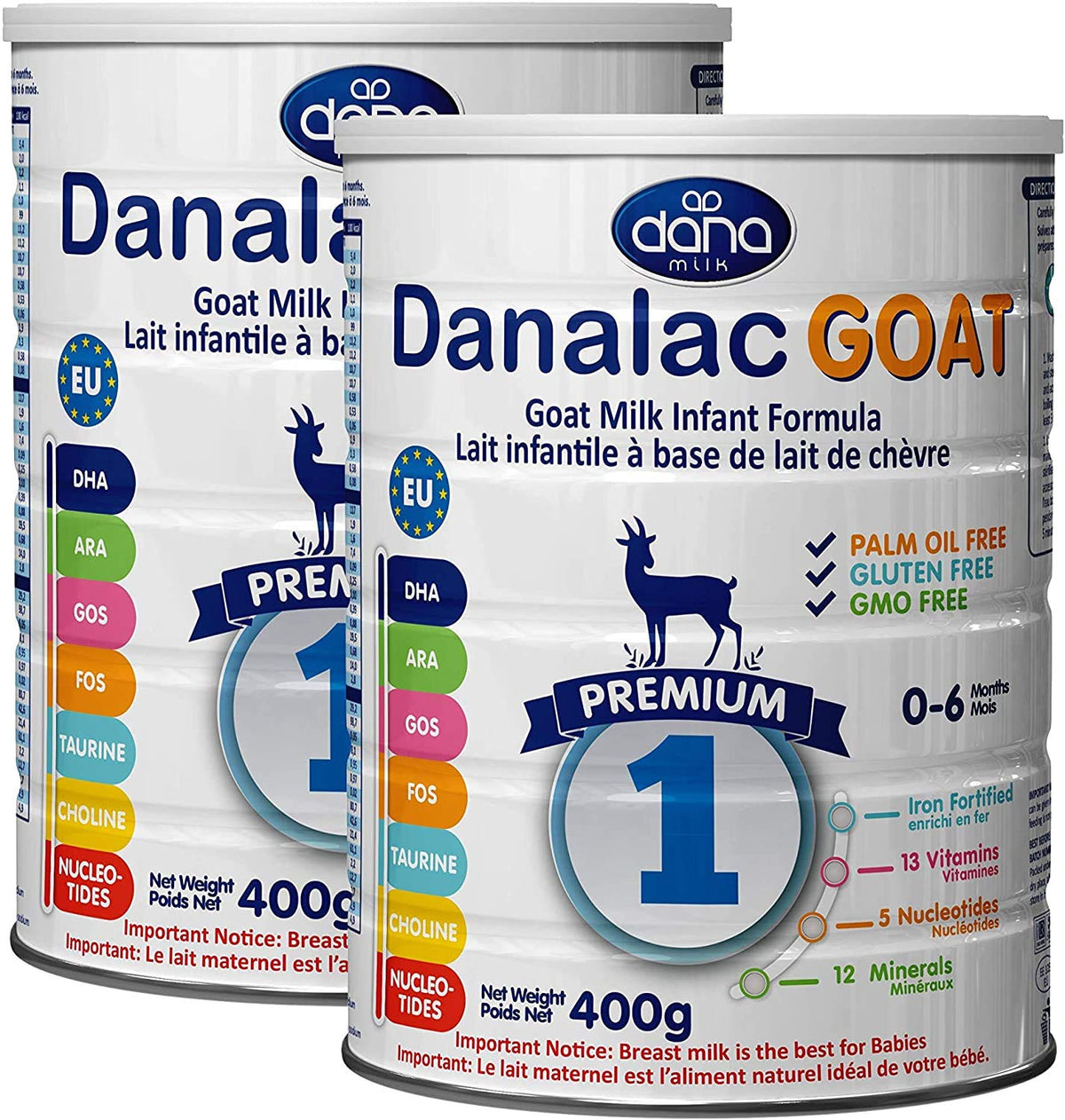 Danalac Advanced Infant Formula Stage 1 Baby Goat Milk Powder, 400 g, Pack of 2