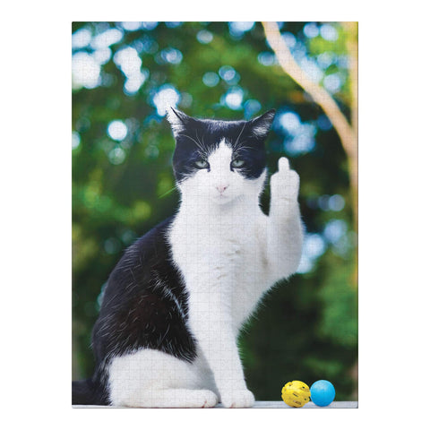 KwirkWorks Funny Jigsaw Puzzle - Middle Finger Kitty Cat - 1000 Piece - Puzzles Make Great Gag Gifts