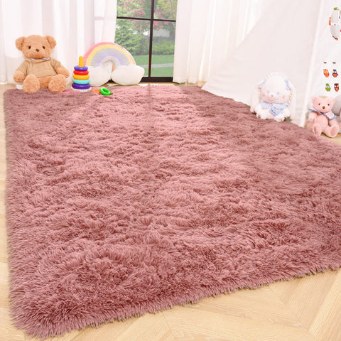 ISEAU Fluffy Rug Carpets Soft Shaggy Area Rug Indoor Floor Rugs for Kids Room Fuzzy Carpet Comfy Cute Nursery Rug Bedside Rug for Boys Girls Bedroom Living Room Home Decor, 3ft x 5ft,Blush