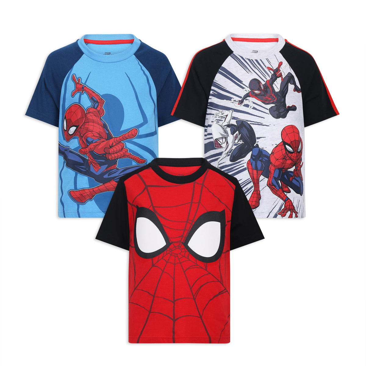 Marvel Spider-Man Boys 3 Pack Short Sleeve T-Shirts for Toddlers and Big Kids